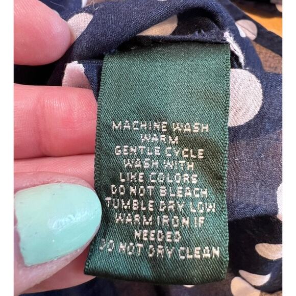 Lauren Ralph Lauren 3/4 Sleeve Blouse Top Shirt Semi Sheer Sz M Navy Blue Preppy - Picture 8 of 9